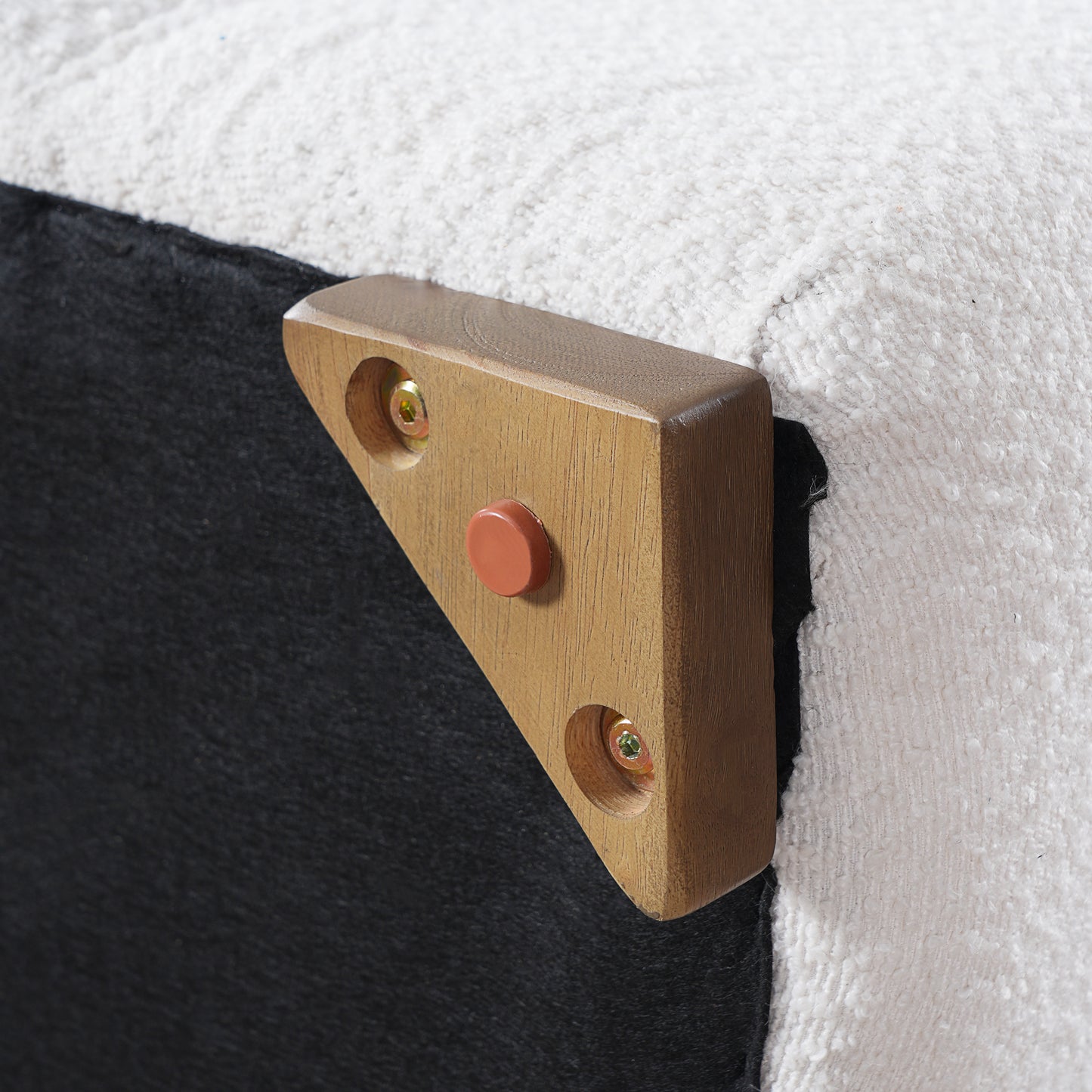 Hester White Bouclé Rectangular Ottoman – Plush Soft Polyester Upholstery with Natural Rubberwood Frame