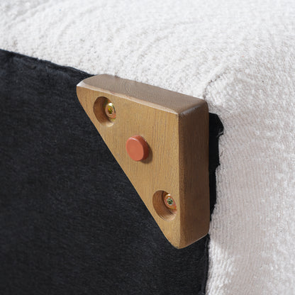 Hester White Bouclé Rectangular Ottoman – Plush Soft Polyester Upholstery with Natural Rubberwood Frame