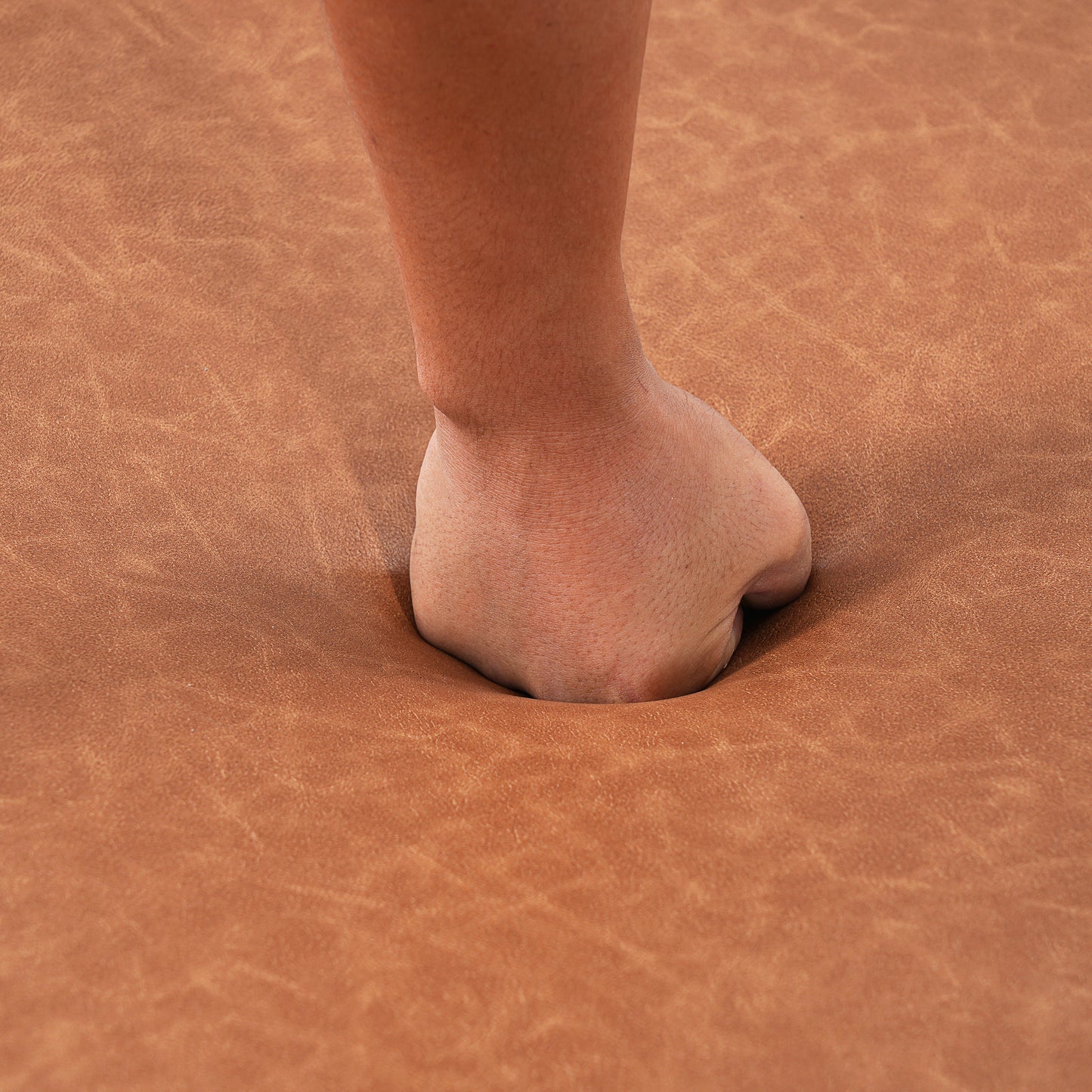 Kenelm Brown Faux Leather Ottoman – Rich Soft PU Upholstery with Sturdy Wood Frame for Warm Modern Primary Living Elegance