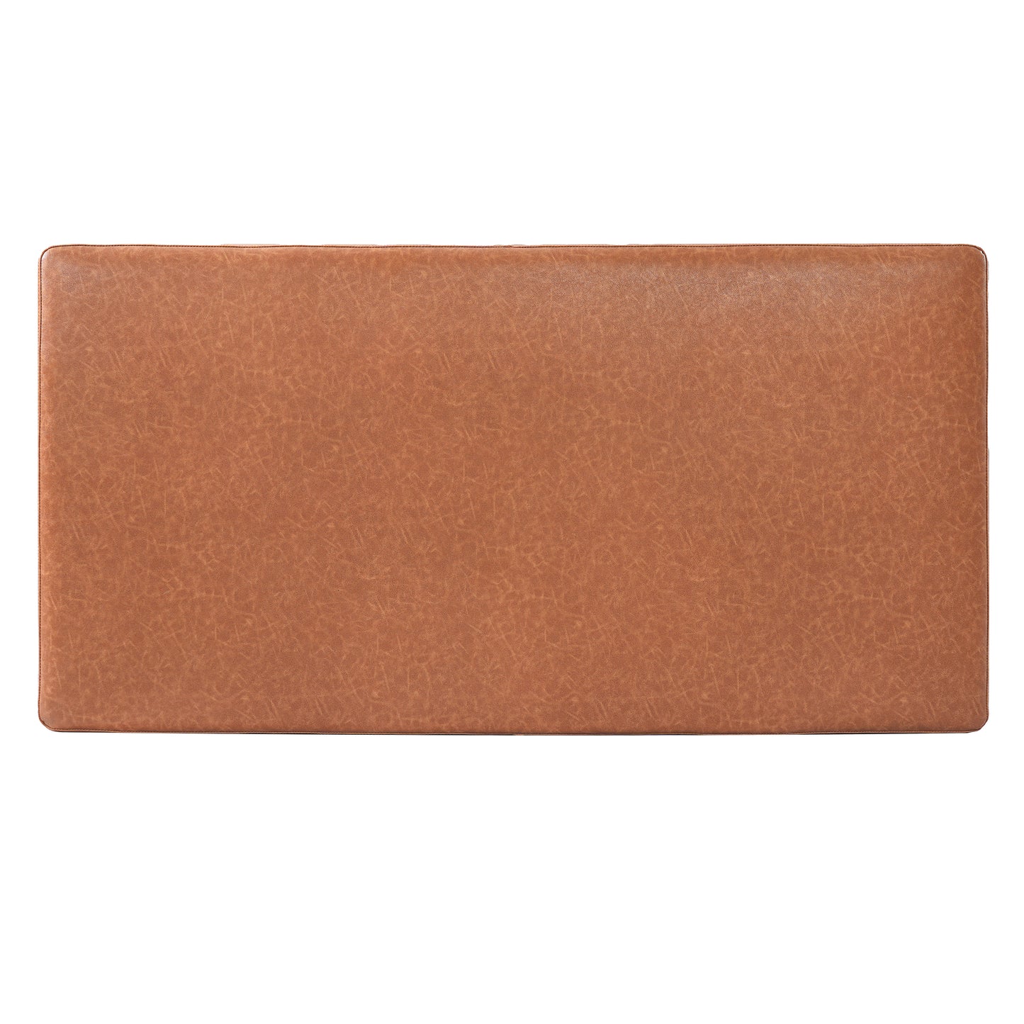 Kenelm Brown Faux Leather Ottoman – Rich Soft PU Upholstery with Sturdy Wood Frame for Warm Modern Primary Living Elegance