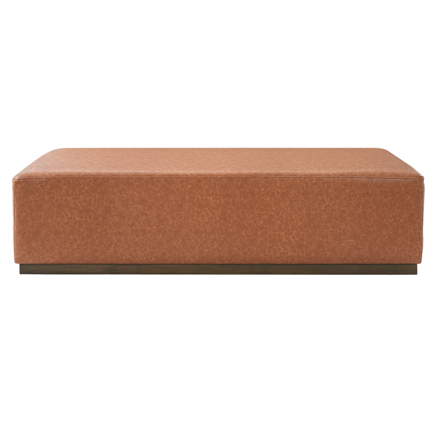 Kenelm Brown Faux Leather Ottoman – Rich Soft PU Upholstery with Sturdy Wood Frame for Warm Modern Primary Living Elegance