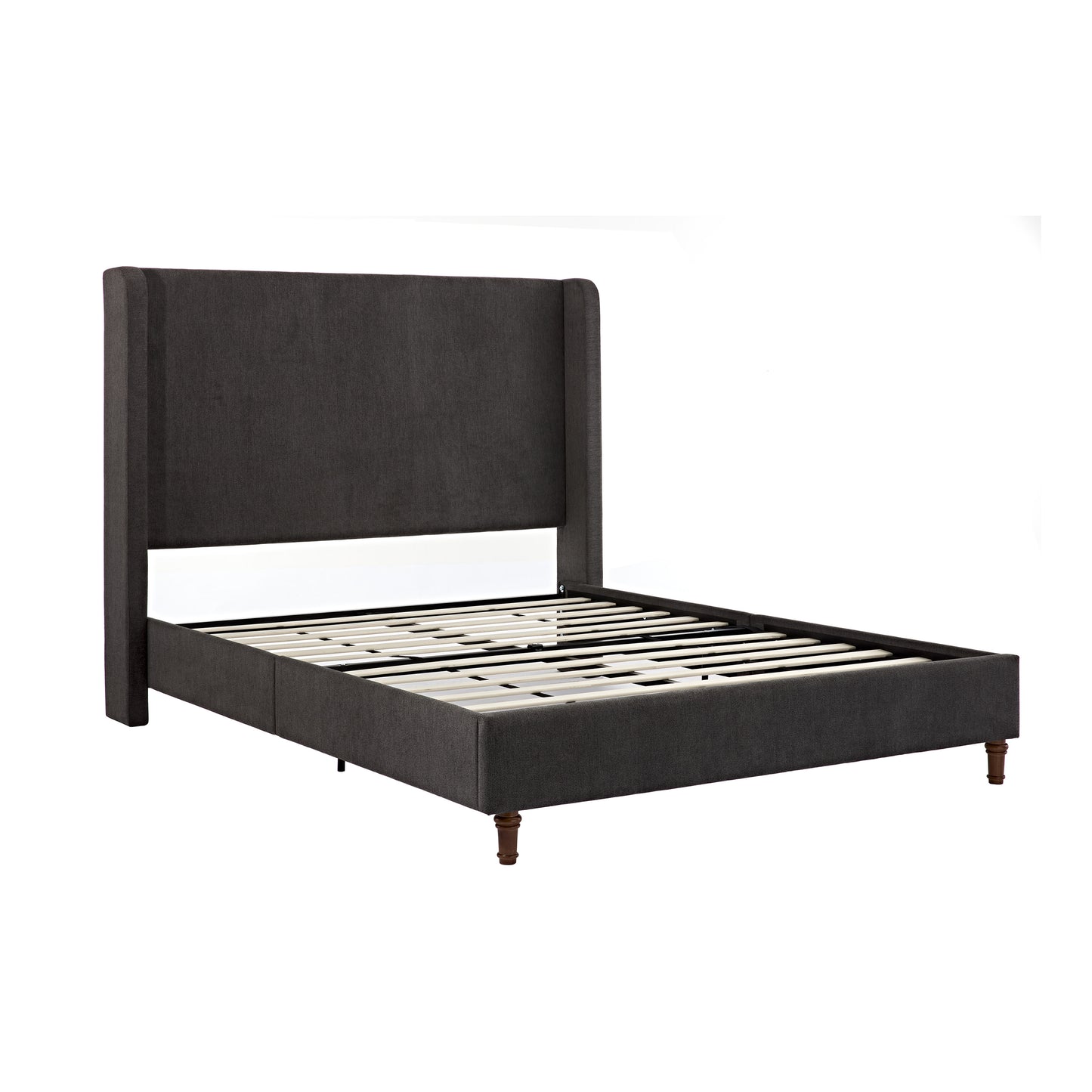 Bohdi Queen Indoor Upholstered Metal Tall Headboard Bed with Wingback