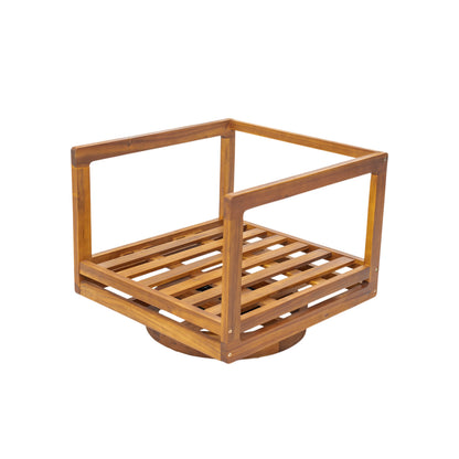 Cosima Natural Teak Swivel Outdoor Lounge Chair – Harmonious Design with Weather-Resistant Finish and Plush Beige Cushions