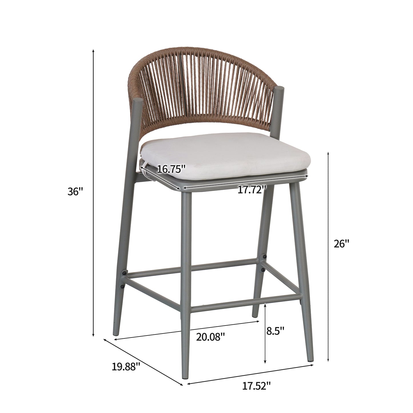 Sylvius 26 in. Outdoor Patio Counter Stools,Set of 2