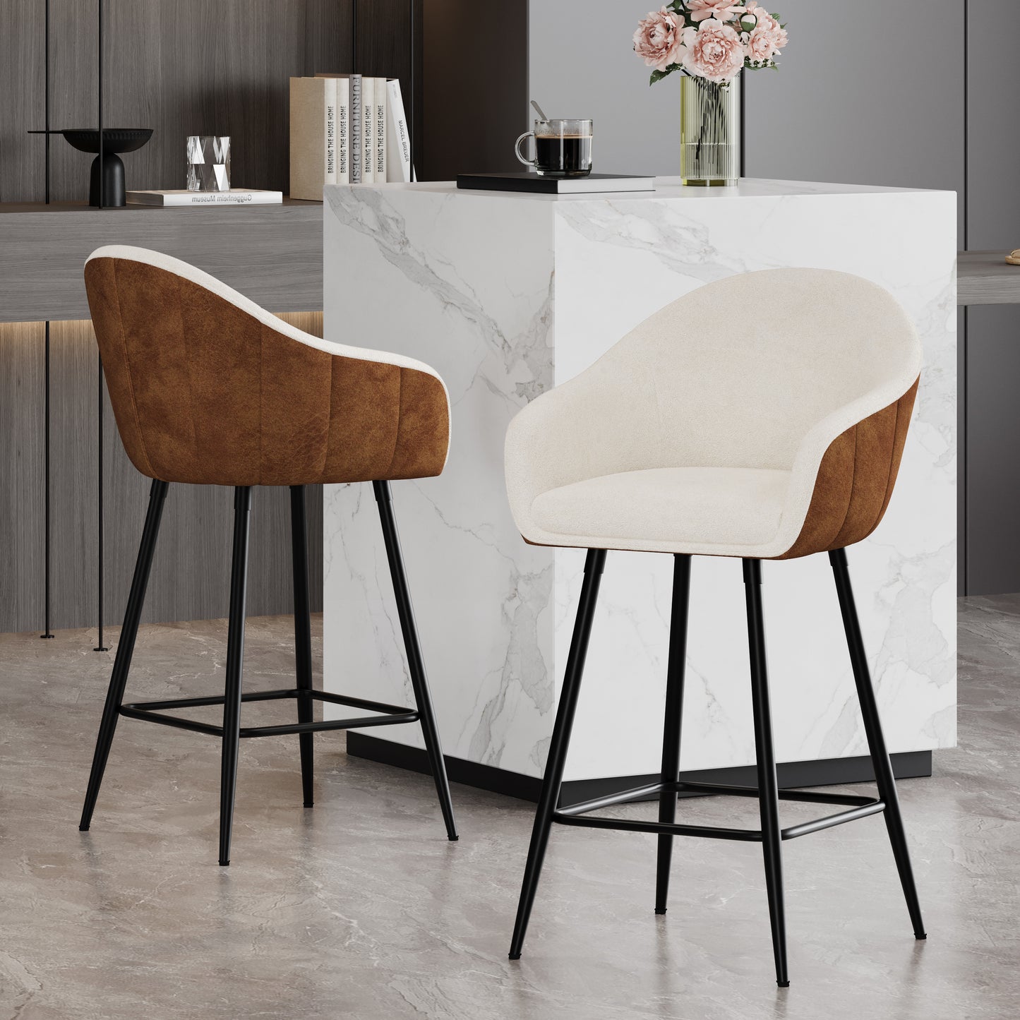 Sierrae Upholstered Counter Stools with Footrest