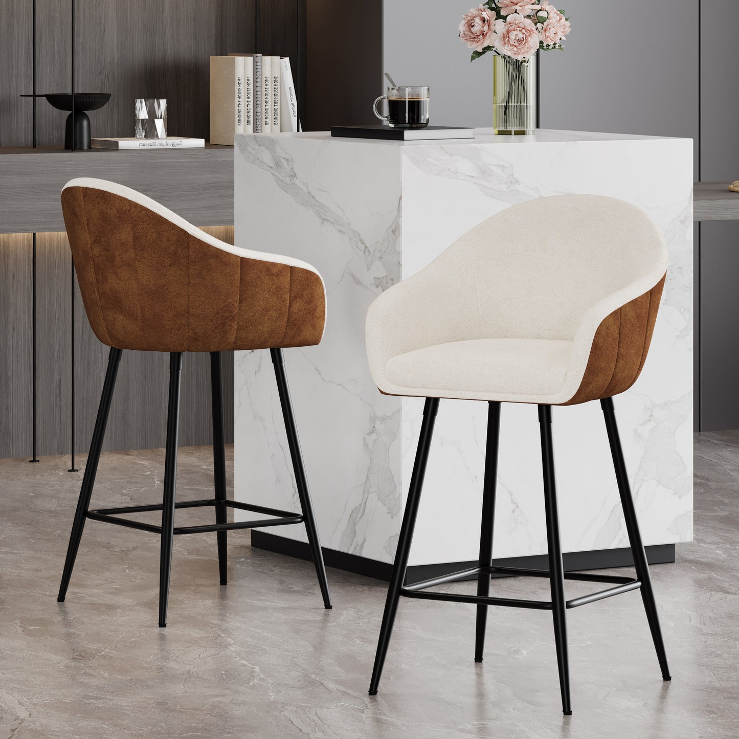 Sierrae Upholstered Counter Stools with Footrest