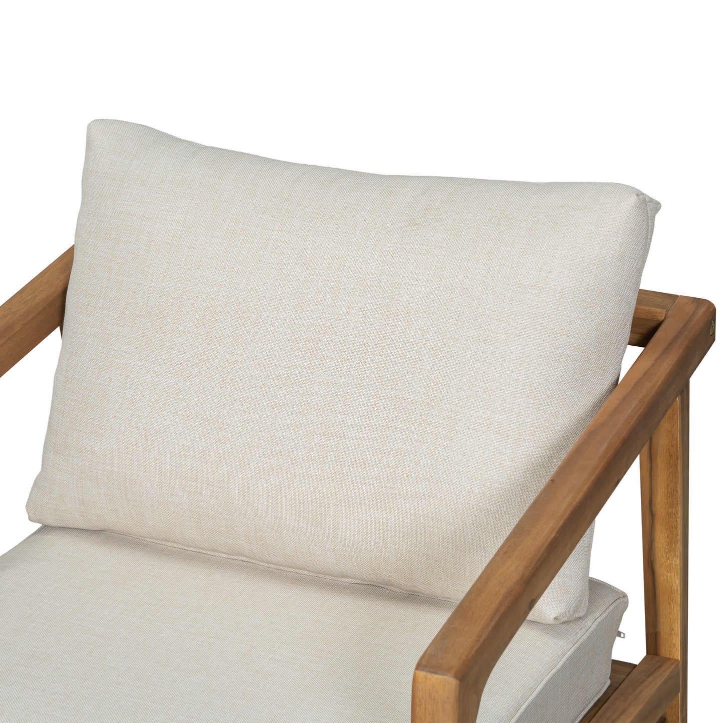 Lyraa Indoor & Outdoor Club Chairs with Beige Cushions, Acacia Wood, Teak, Set of 2