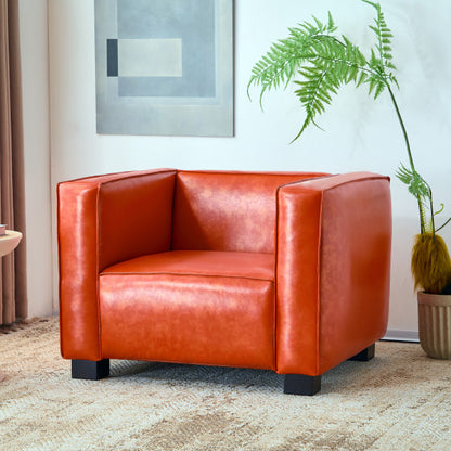 Minkler Orange Faux Leather Arm Chair