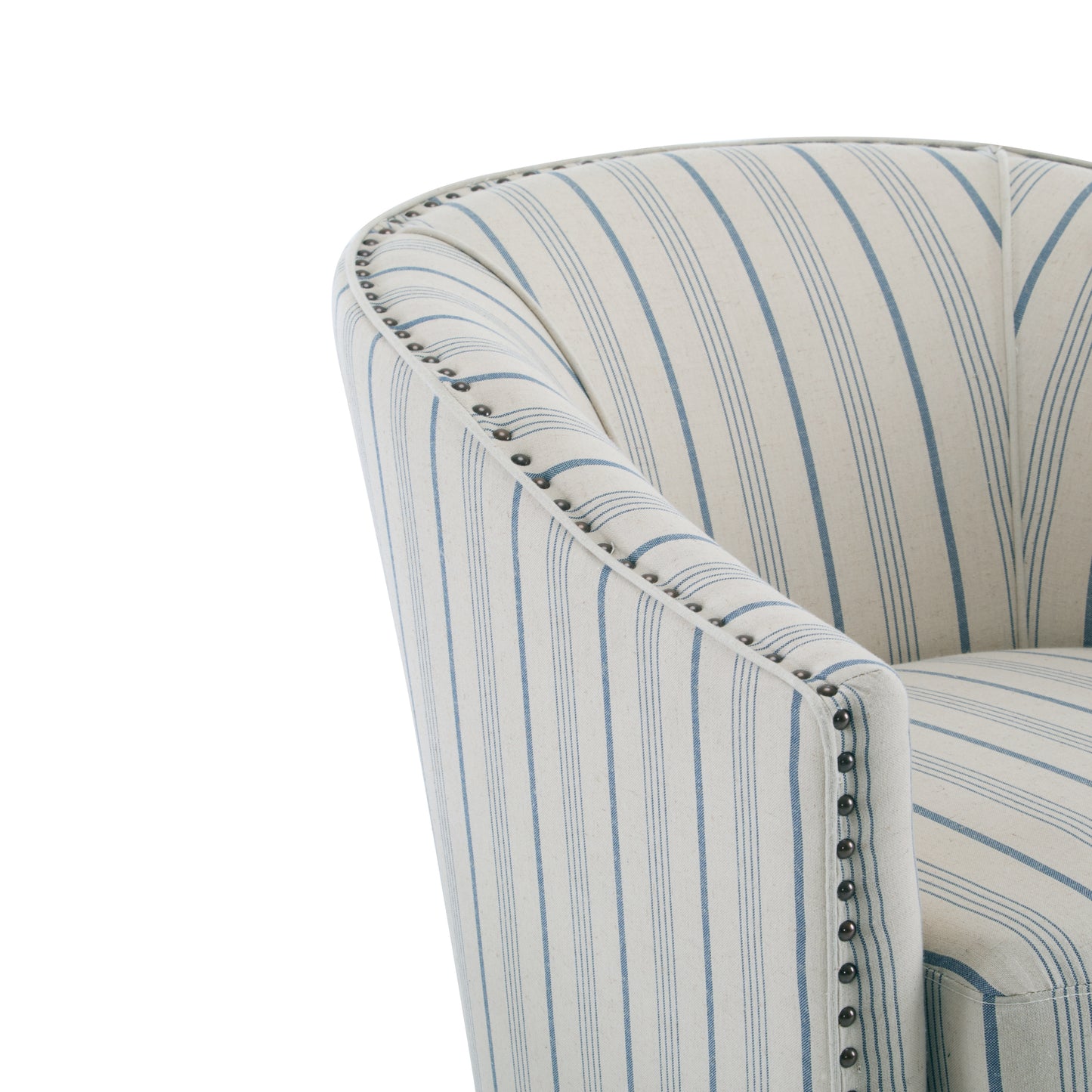 Hawthorne Beige and Blue Stripe Fabric Arm Chair (Set of 1)