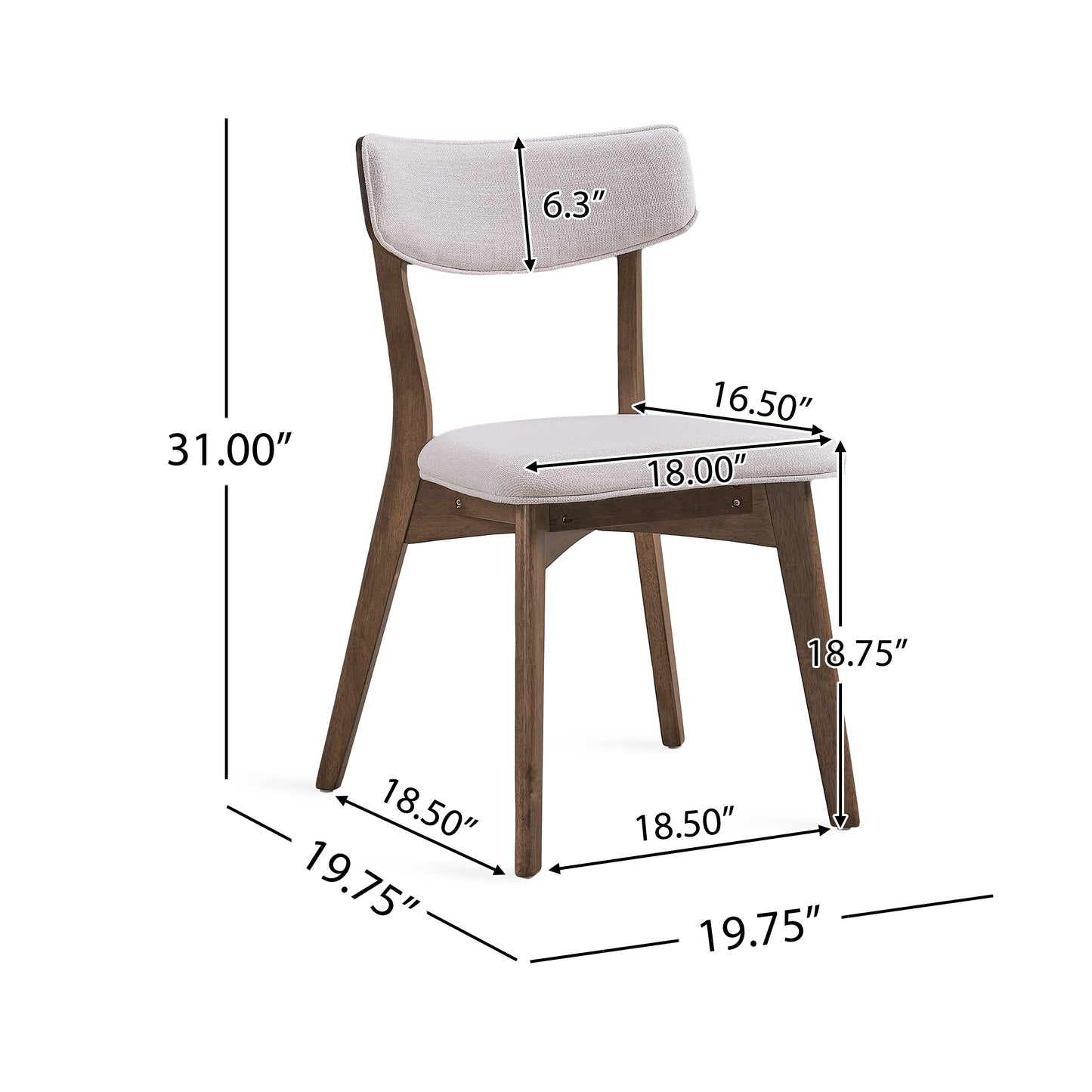 Wrene Mid-Century Walnut Finished Frame Dining Chairs, Set of 4