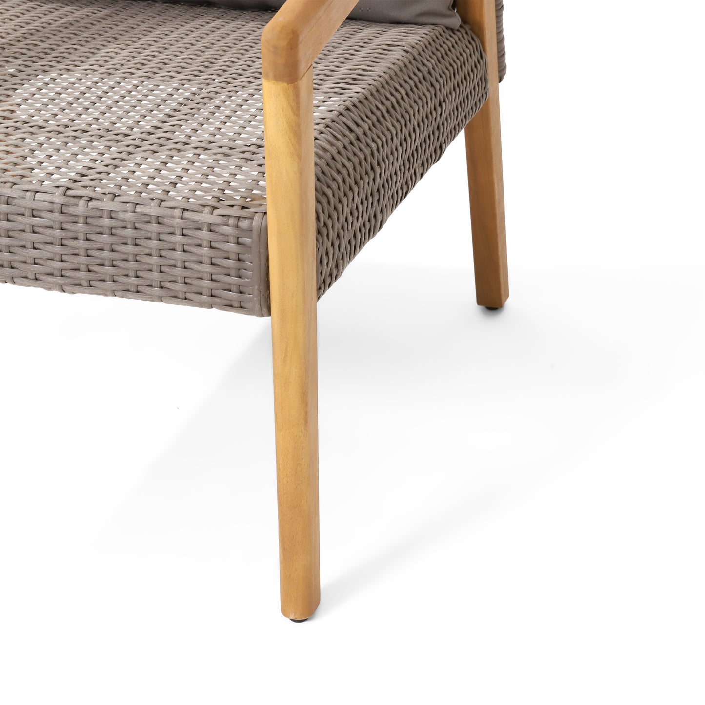 Breck Outdoor Acacia Wood and Wicker Club Chair