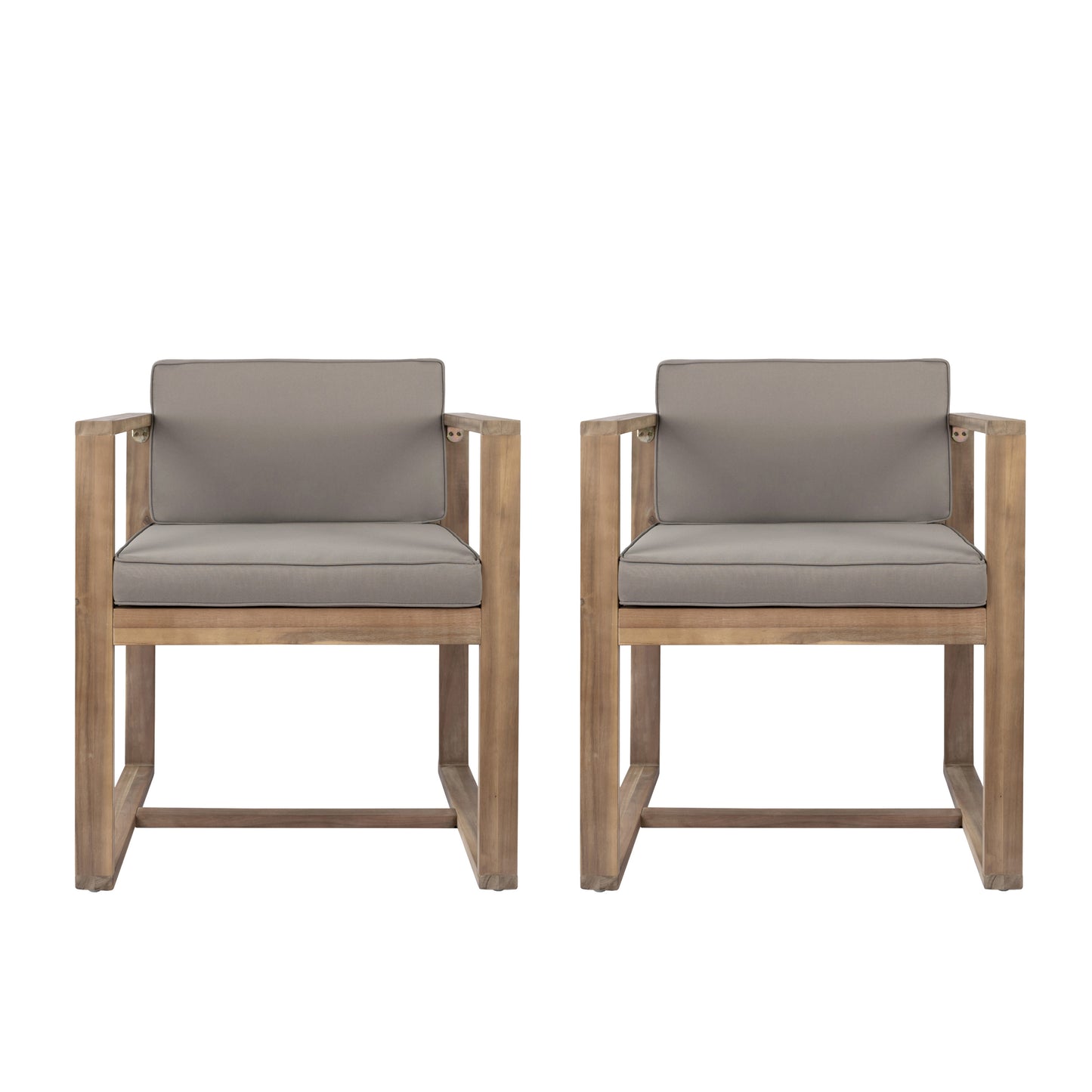 Zephyra Modern Outdoor Patio Acacia Wood Dining Chairs with Cushions