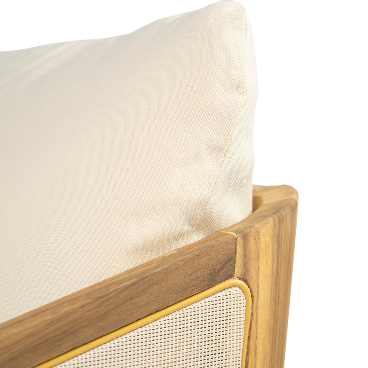 Calista Teak Finish Acacia Wood Patio Lounge Chair with Beige Cushion