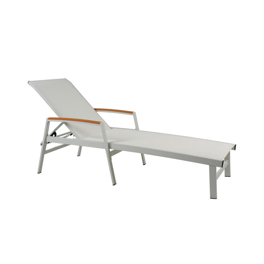 Hollaborn Outdoor Modern Gray Mesh Chaise Lounge, Set of 2