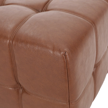 Littell Faux Leather Tufted Ottoman