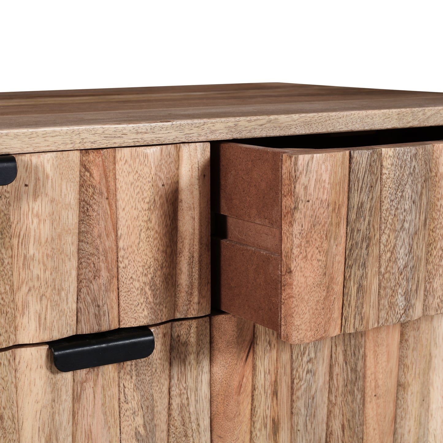 Jaspar Modern 18 in. Rustic Natural Wood Decorative Cabinet with 2 Drawers, 2 Doors