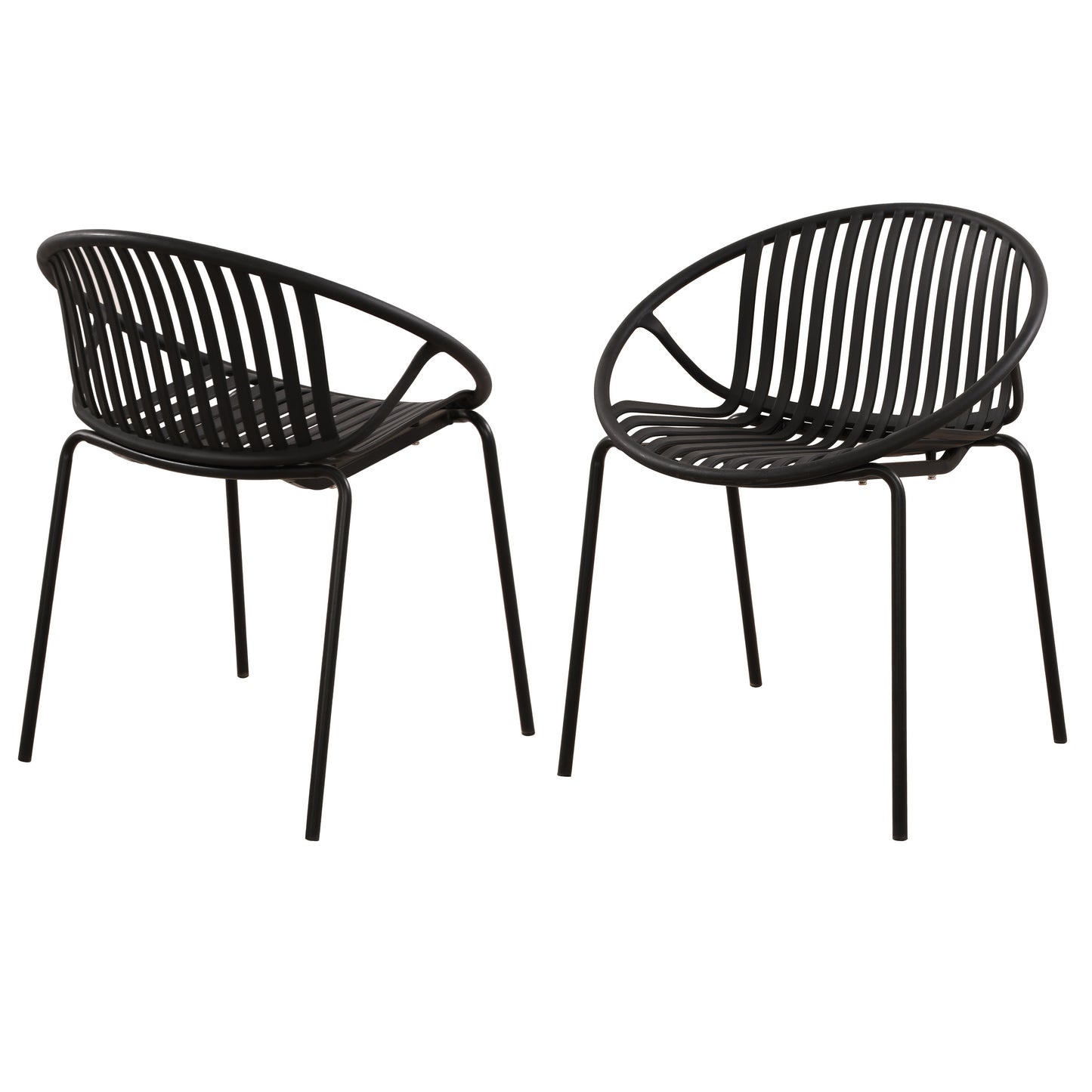 Hespera Patio Dining Chairs with Metal Legs & Breathable Plastic Backrest