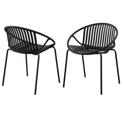 Hespera Patio Dining Chairs with Metal Legs & Breathable Plastic Backrest