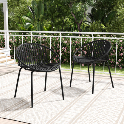 Hespera Patio Dining Chairs with Metal Legs & Breathable Plastic Backrest