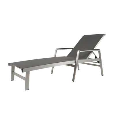 Hollaborn Outdoor Modern Gray Mesh Chaise Lounge