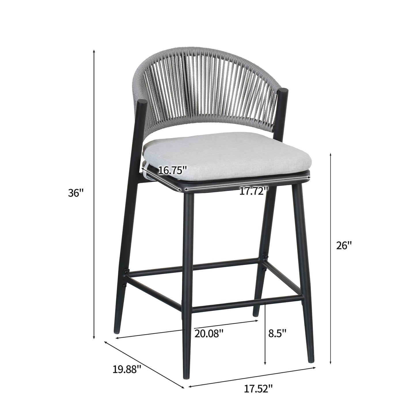 Sylvius 26 in. Outdoor Patio Counter Stools,Set of 2