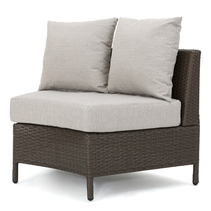 Harper Outdoor Wicker Curved Loveseat Sectional with Cushions