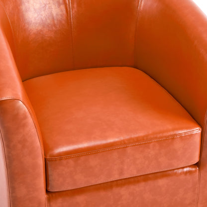 Jackson Orange Faux Leather Swivel Club Chair