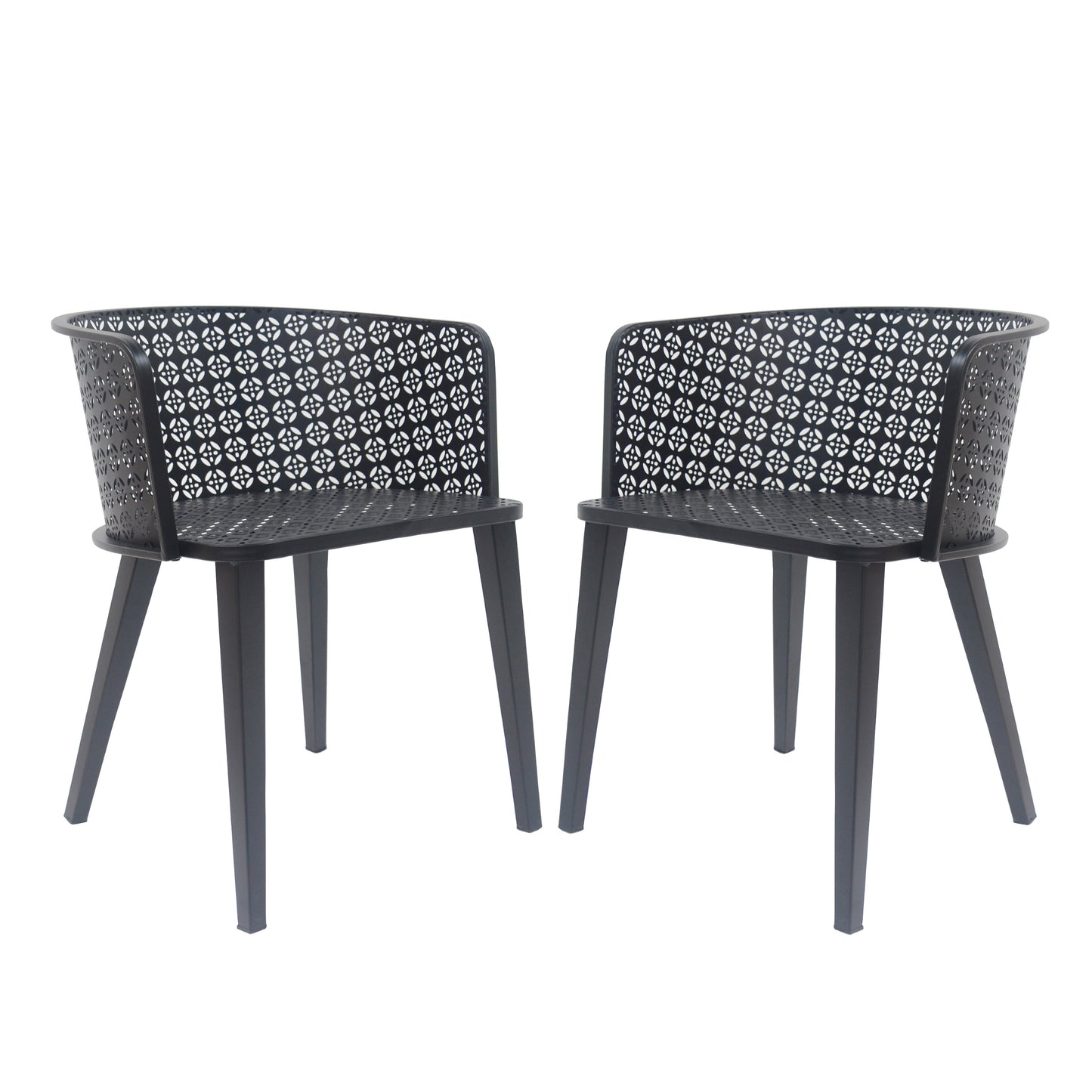 Caspiane Outdoor Patio Dining Chairs with Iron Frame