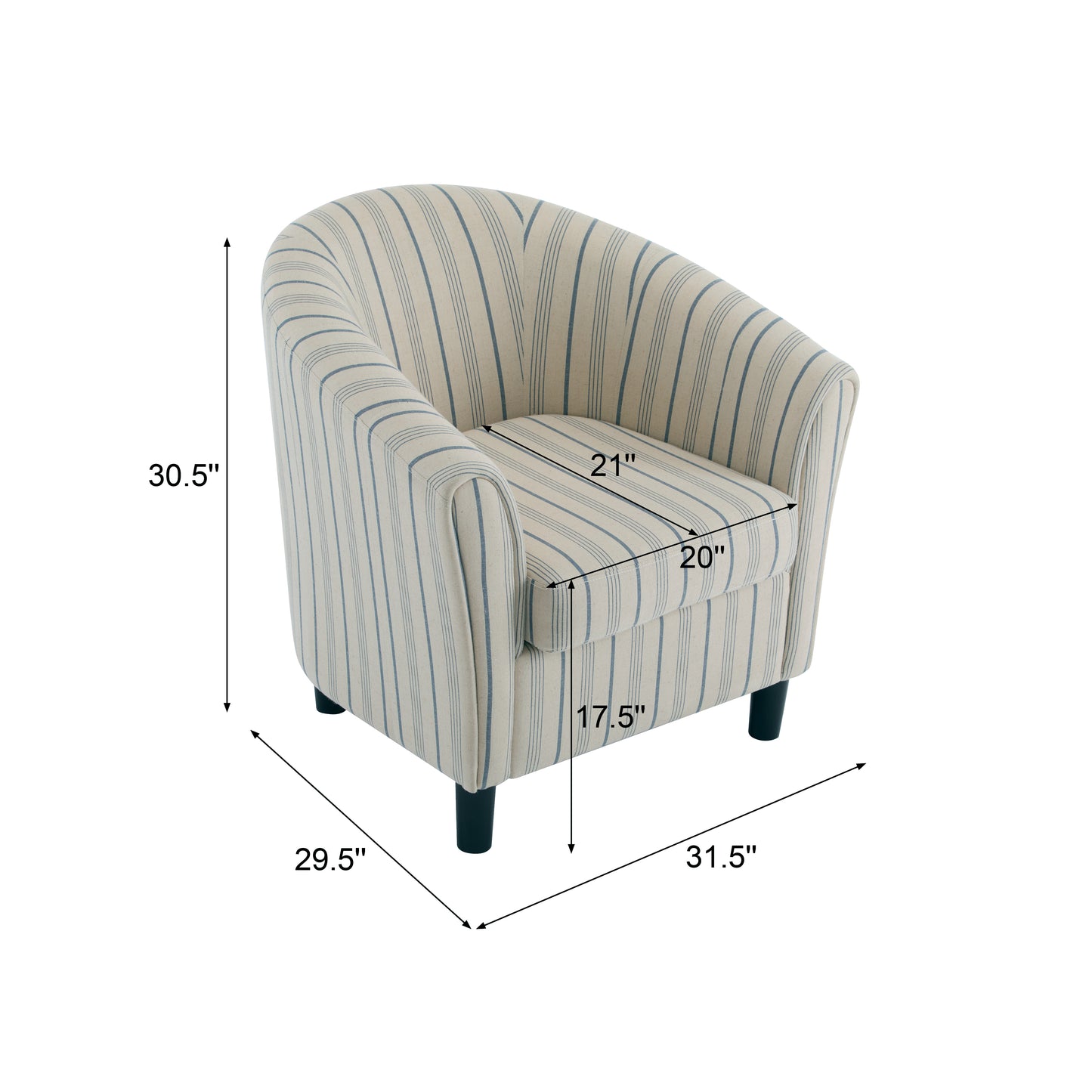 Willowa Indoor Beige and Blue Stripe Fabric Club Chair