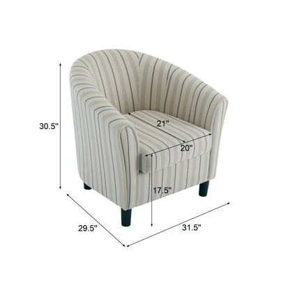 Willowa Indoor Beige and Blue Stripe Fabric Club Chair