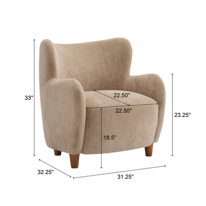 Zoe Fabric Wingback Accent Chairs Single Sofa