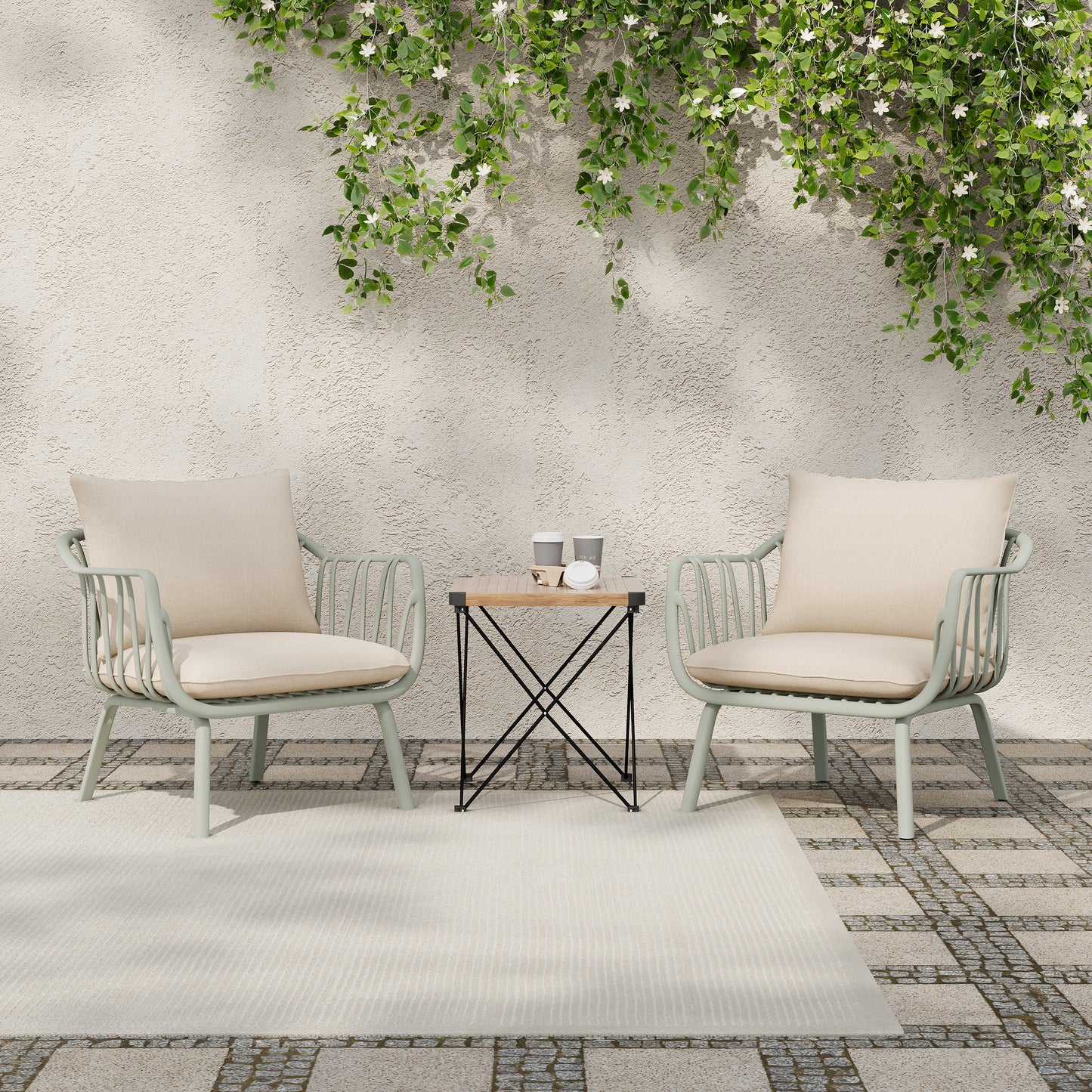 Luciane Outdoor Patio Club Chairs with Cushions