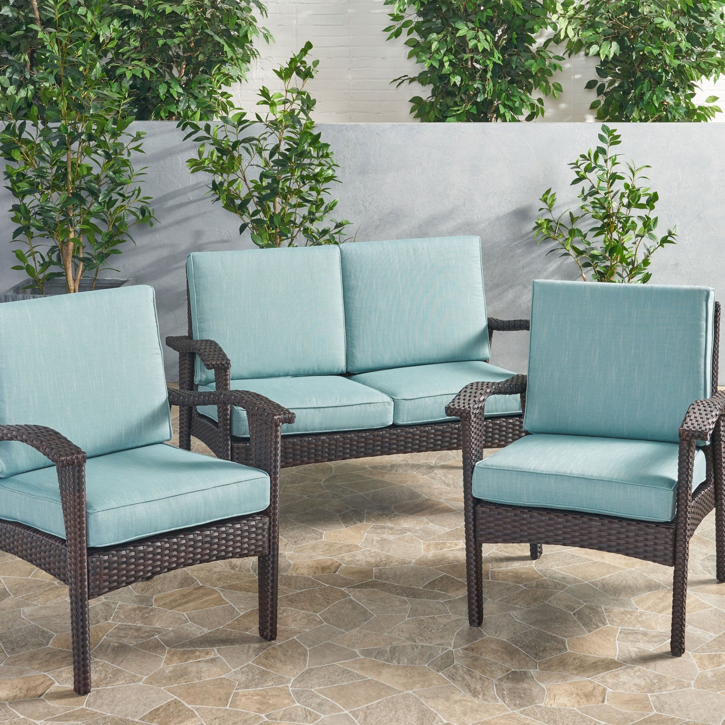Atiyah Outdoor Water Resistant Fabric Loveseat and Club Chair Cushions