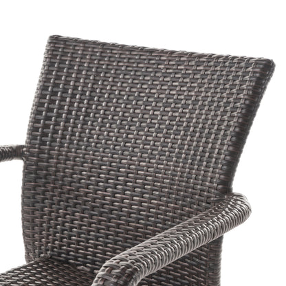 Dorside Outdoor Wicker Armed Stacking Chairs with an Aluminum Frame (Set of 4)
