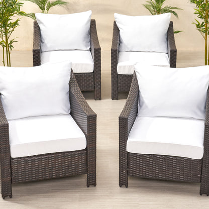 Luciella Outdoor Water Resistant Fabric Club Chair Cushions with Piping (Set of 4)