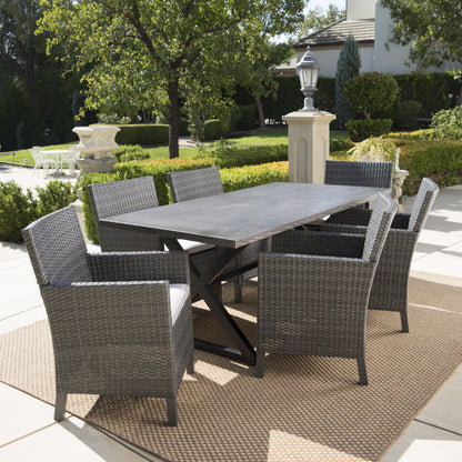 Blane Outdoor 7 Piece Grey Dining Set with Aluminum Dining Table
