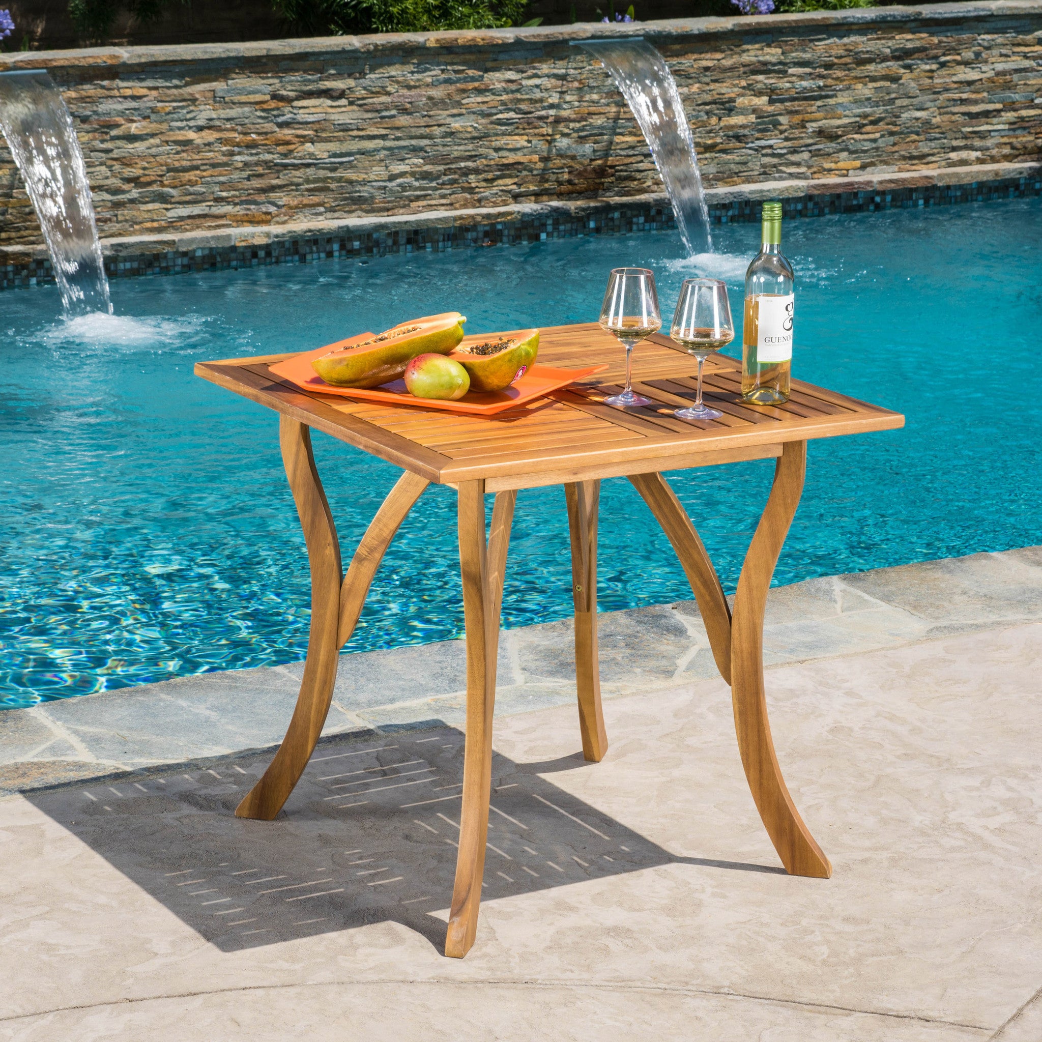 Square wood outdoor dining table online