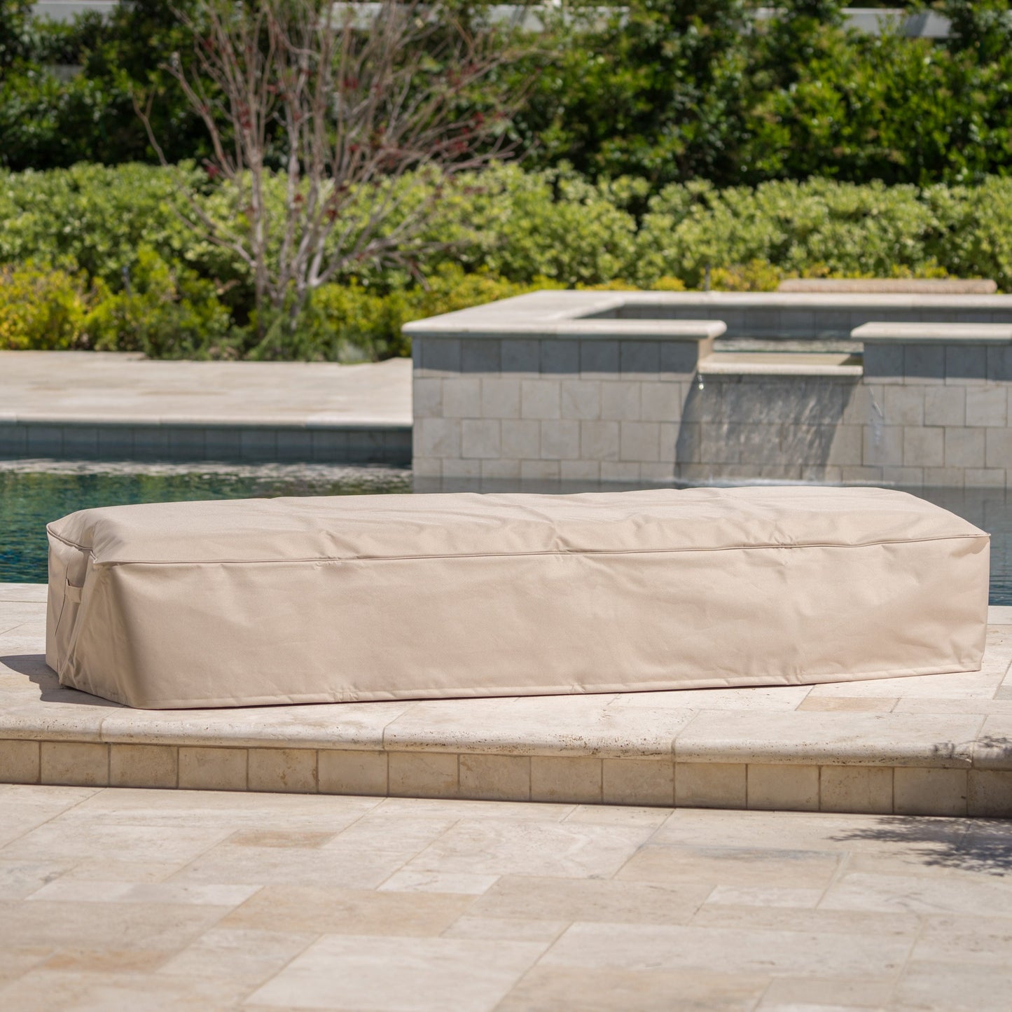 Solana Outdoor Beige Waterproof Fabric Lounge Set Cover