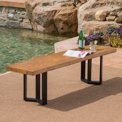 Santa Rosa Outdoor Finish Light Weight Concrete Dining Bench