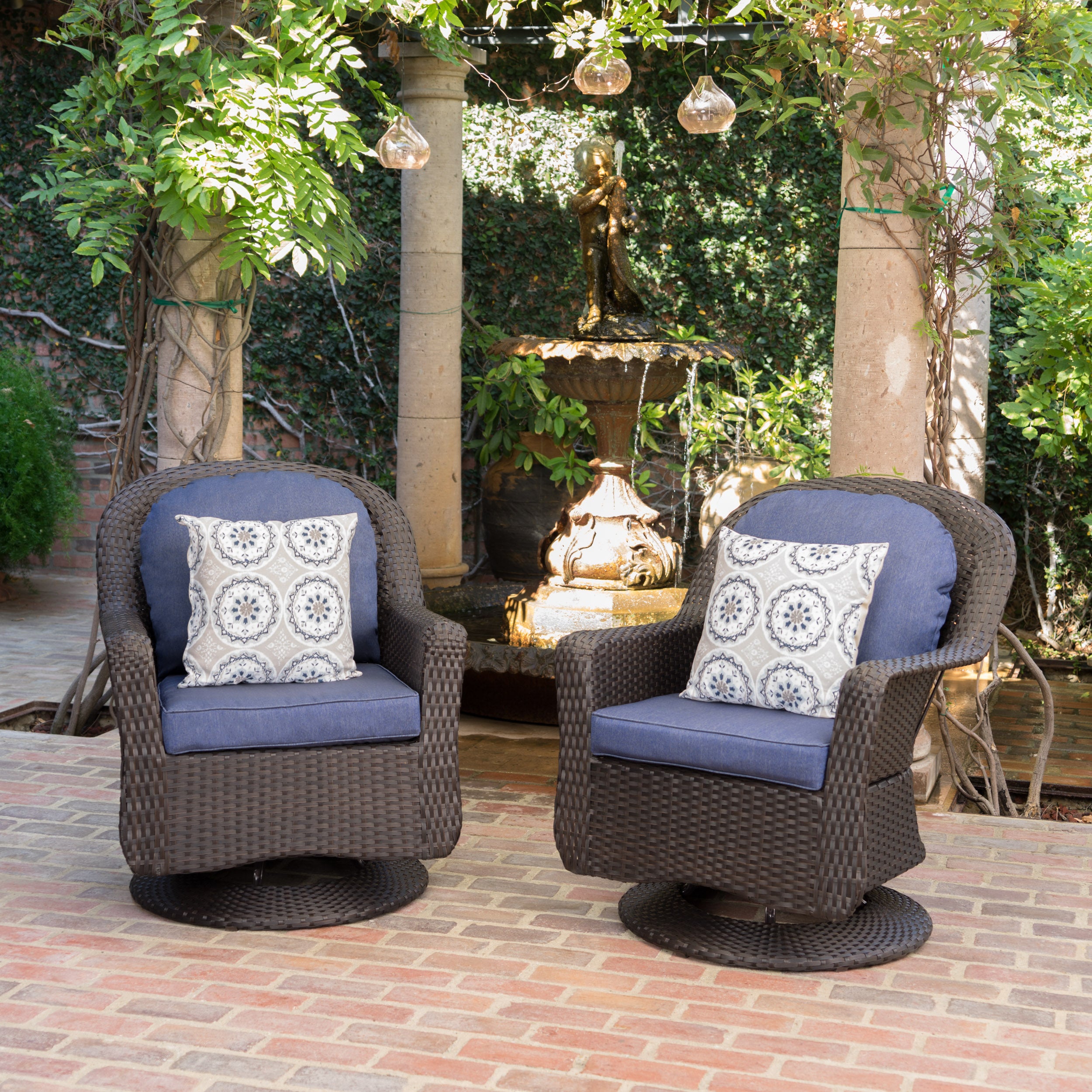 Patio furniture set with swivel online chairs