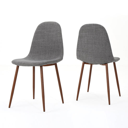 Resta Mid Century Fabric Dining Chairs with Wood Finished Metal Legs (Set of 2)