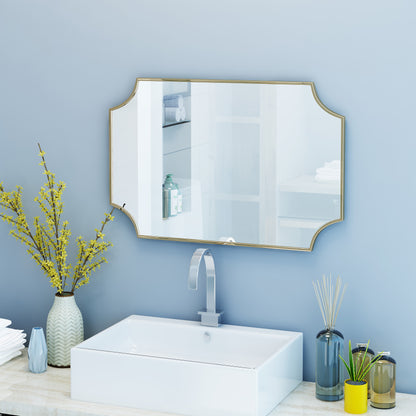 Estelle Glam Wall Mirror with Gold Finished Stainless Steel Frame
