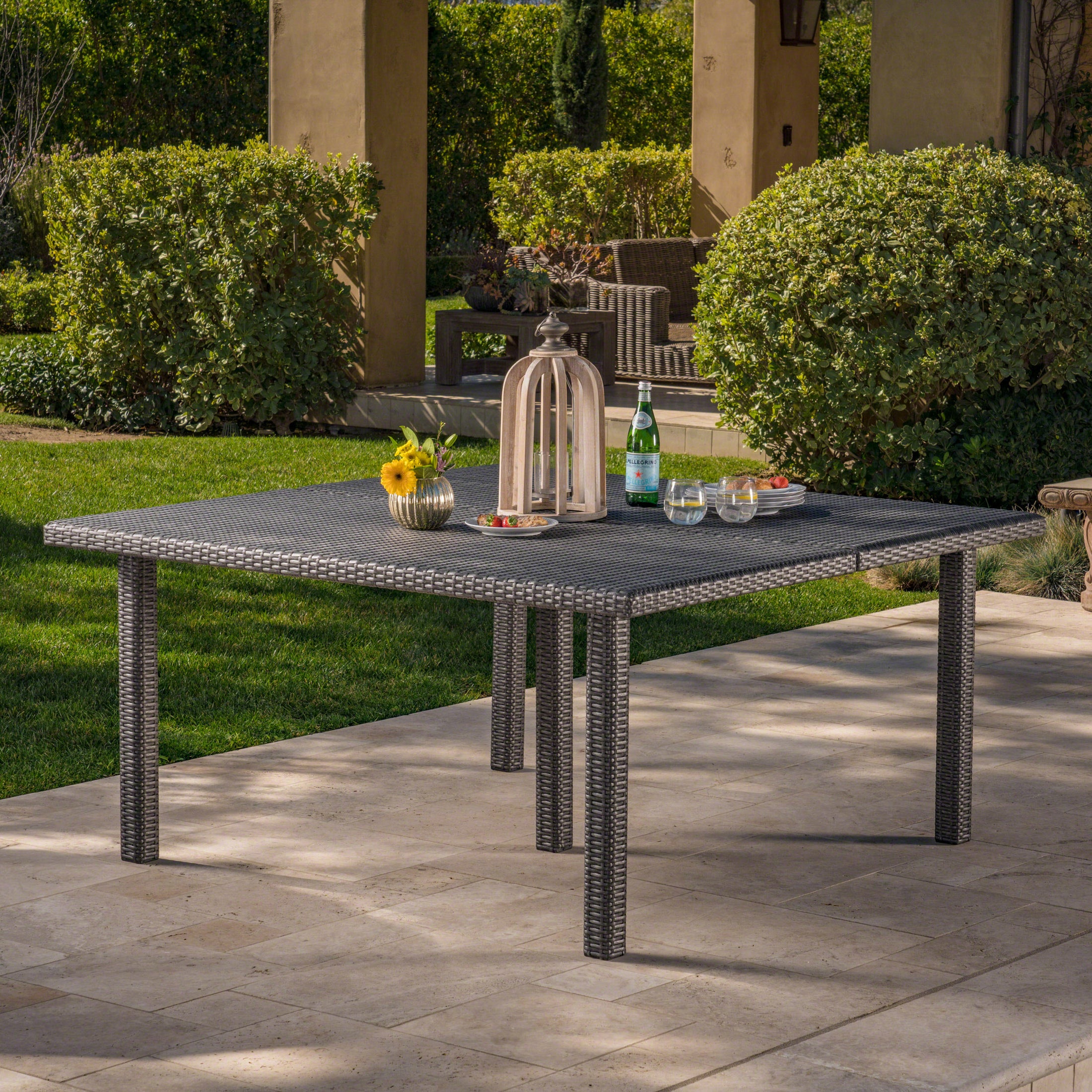 Fern Outdoor 64 Inch Wicker Square Dining Table – GDFStudio