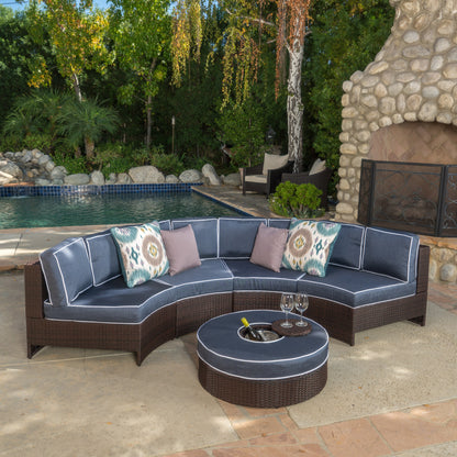 Riviera 5pc Outdoor Sectional Sofa Set w/ Ice Bucket Ottoman