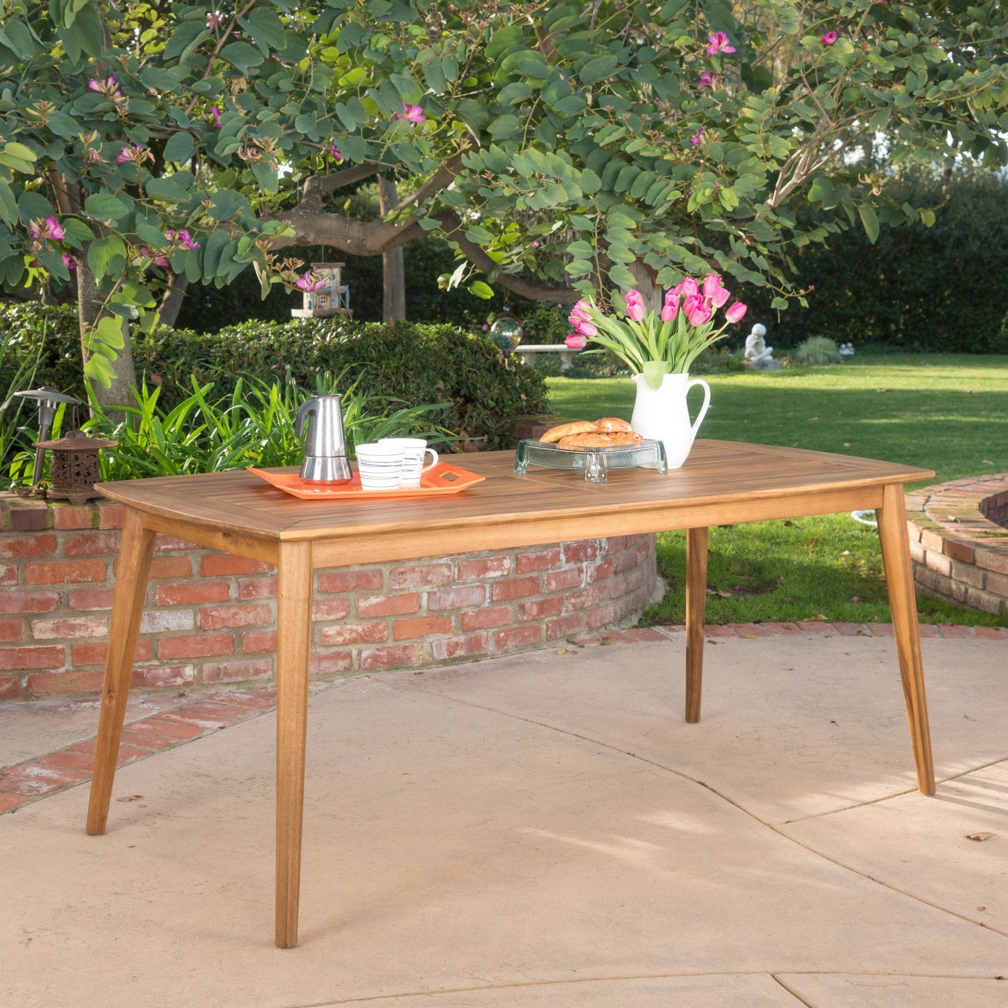 Cote Teak Finish Acacia Wood Outdoor Dining Table