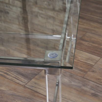 Bayor Modern Tempered Glass Coffee Table with Acrylic and Iron Accents