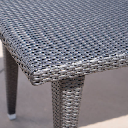 Domina Outdoor 73.5-inch Gray Wicker Rectangular Dining Table