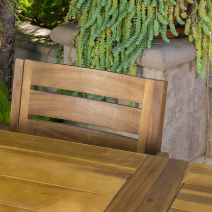 Pomelo Outdoor 7 Piece Teak Finish Acacia Wood Dining Set