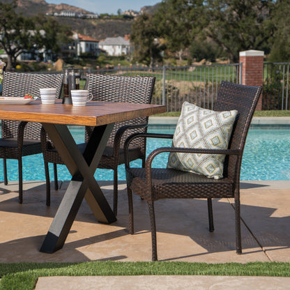 Amaryllis Outdoor 7 Piece Wicker Dining Set with Light Weight Concrete Table