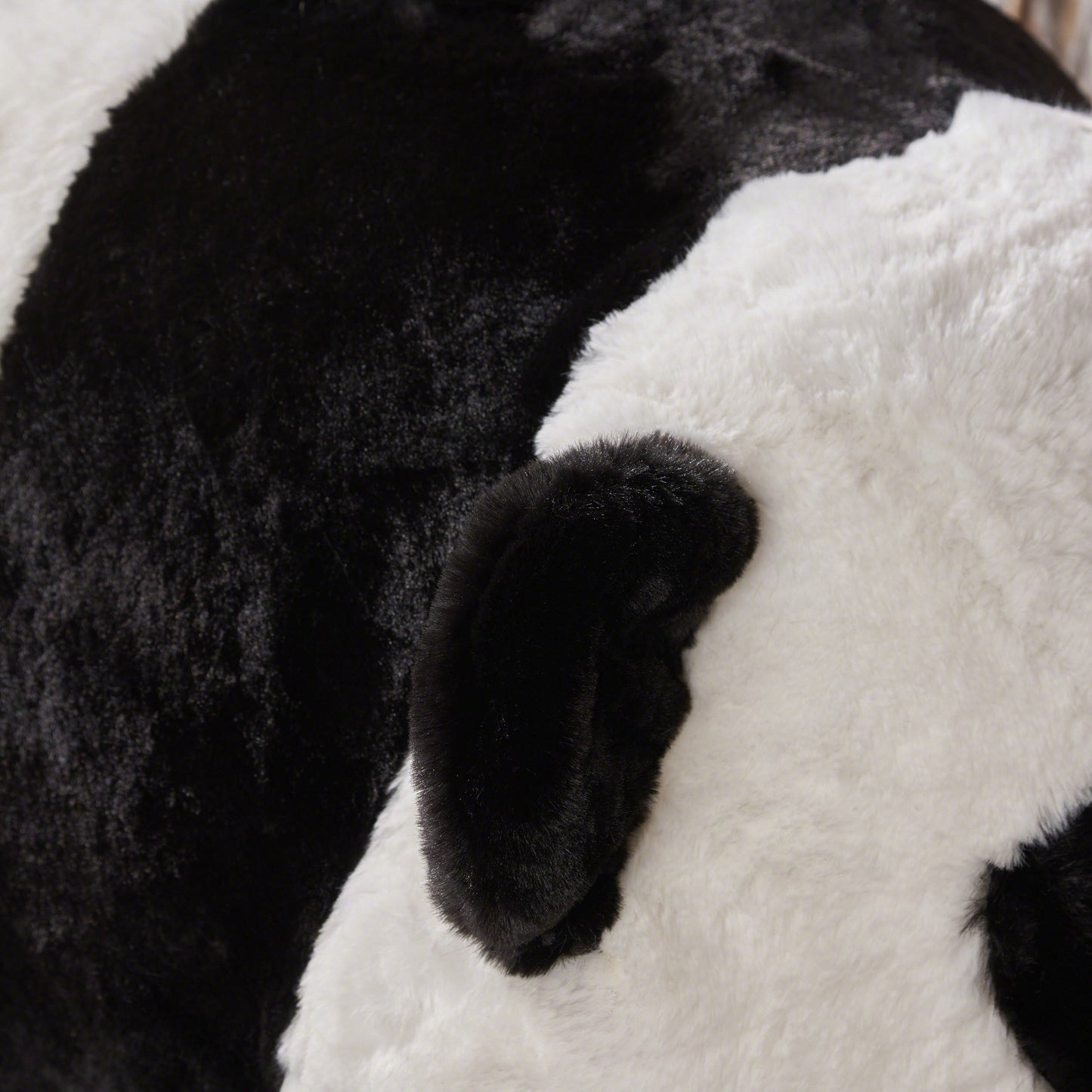 Jom Kid's White and Black Furry Panda Ottoman